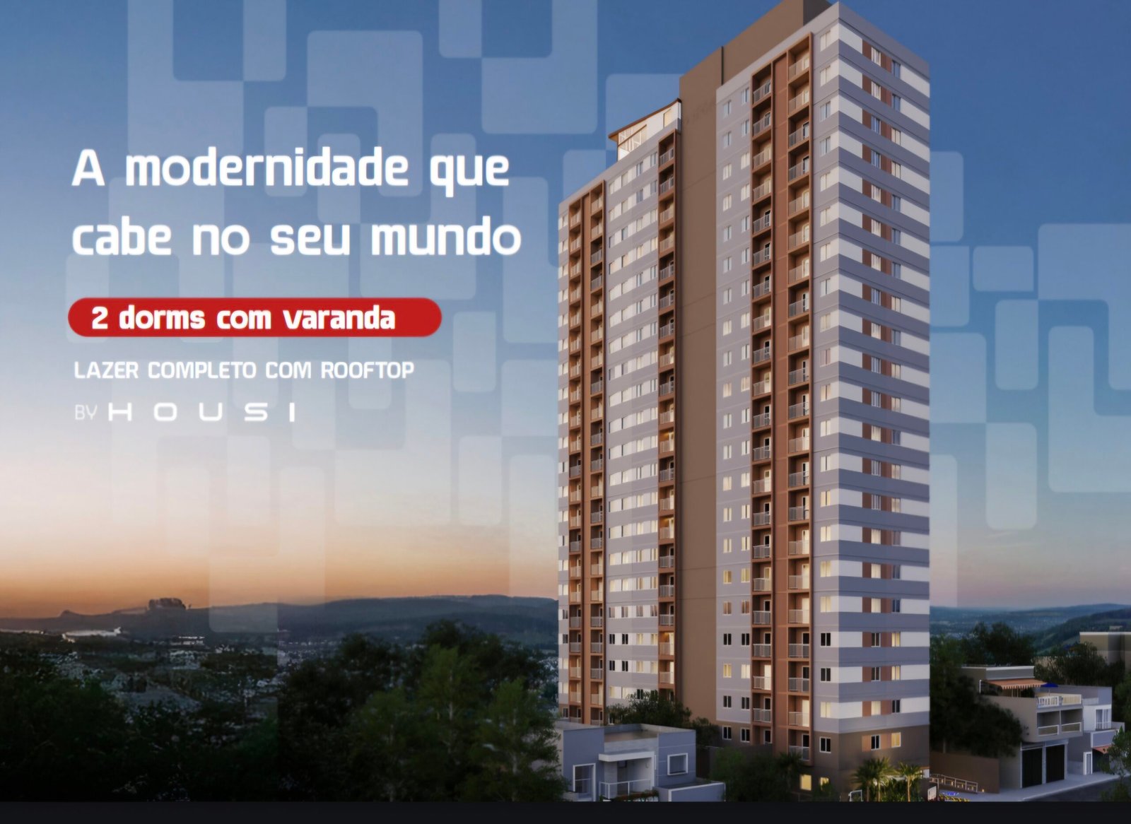 Interior do apartamento de 2 dormitórios no Neo Estilo